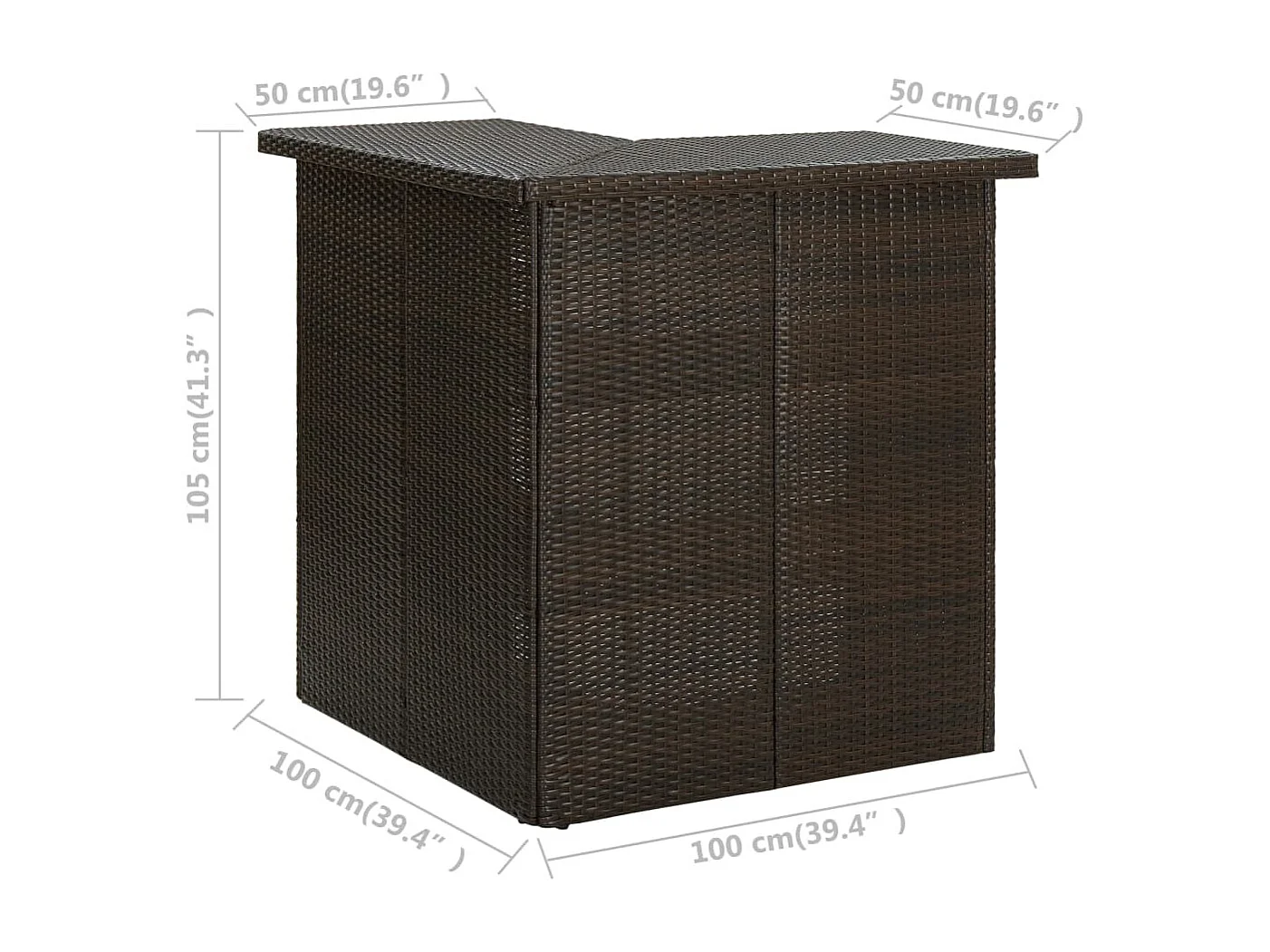 Ensemble de bar de jardin 4 pcs coussins Résine tressée Marron