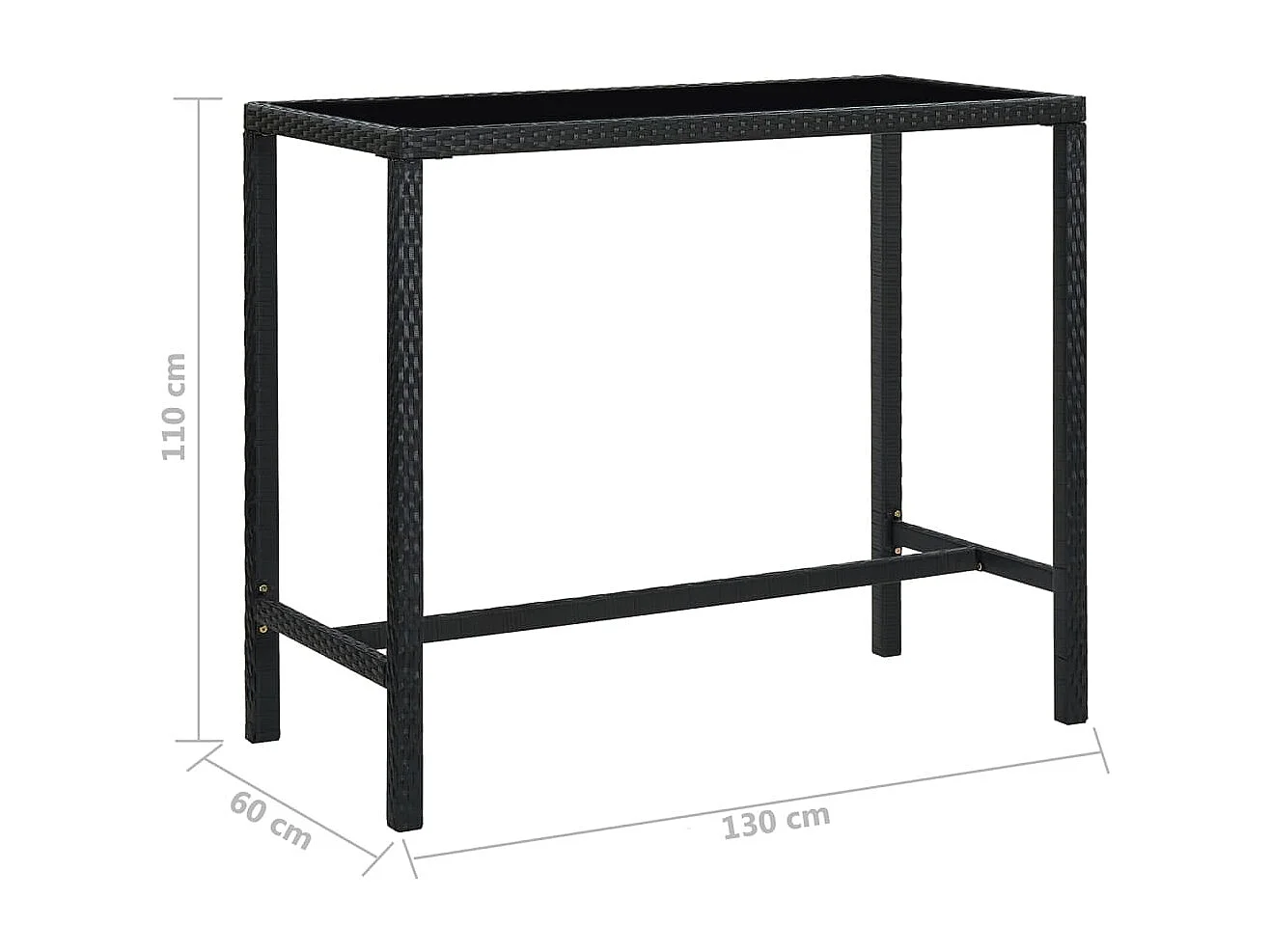 Set Bar da Giardino 5 pz con Cuscini in Polyrattan Nero