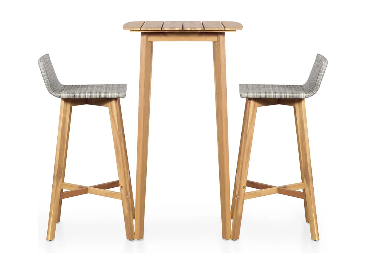 3-tlg. Bar-Set Akazie Massivholz