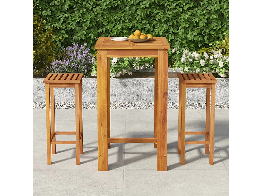 Ensemble de bar de jardin 3 pcs bois d'acacia solide