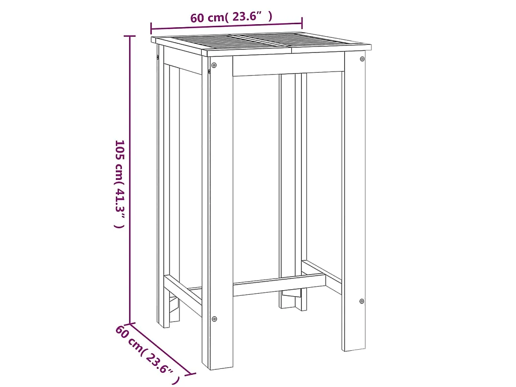 Ensemble de bar de jardin 3 pcs bois d'acacia solide