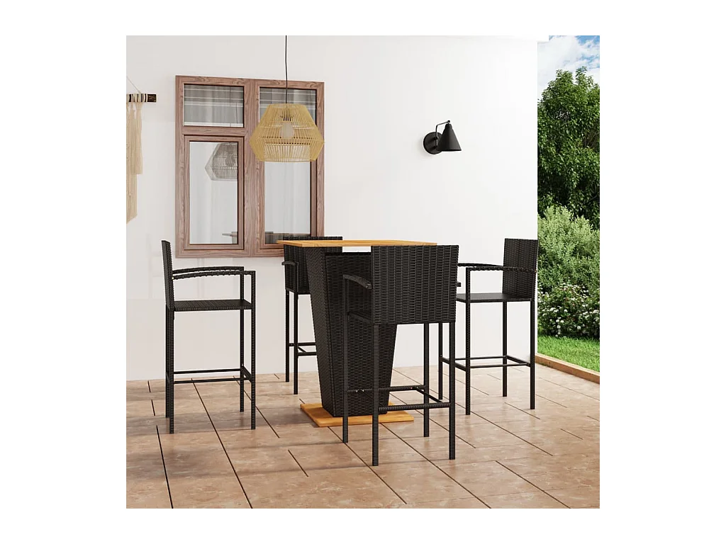 Ensemble de bar de jardin 5 pcs Noir