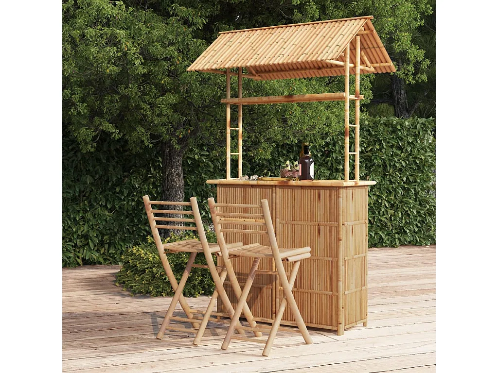 Mobilier de bar 3 pcs Bambou