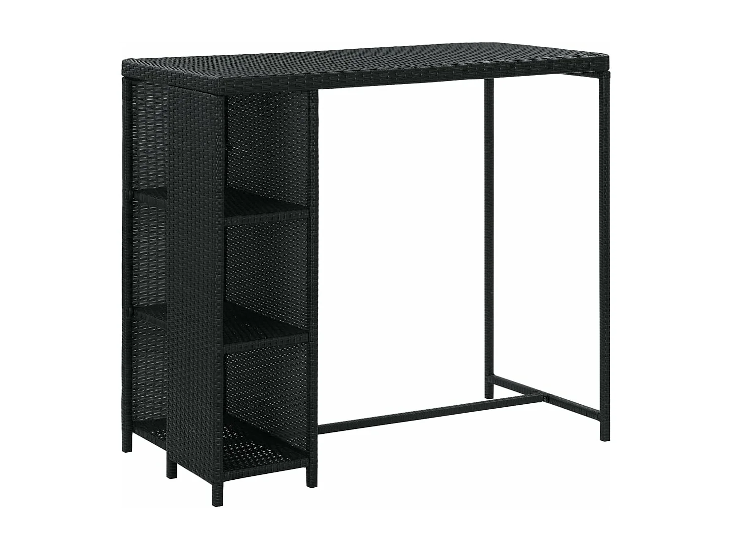 Ensemble de bar de jardin 5 pcs et coussins Résine tressée Noir