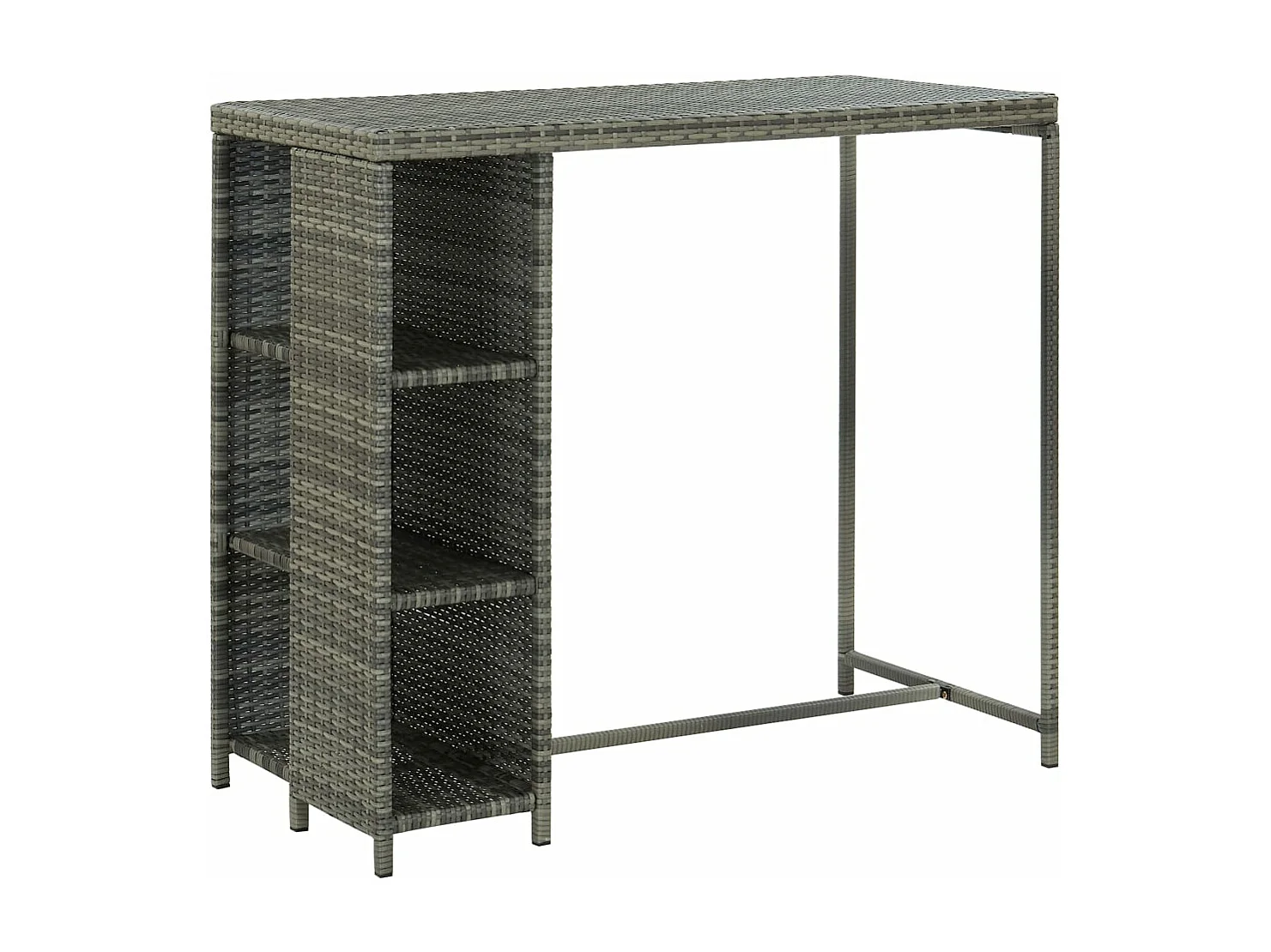 5-delige Tuinbarset met kussens poly rattan grijs