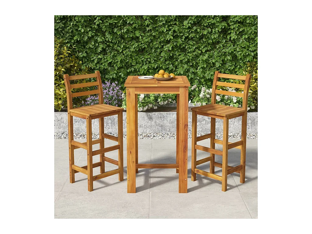 Ensemble de bar de jardin 3 pcs bois d'acacia solide