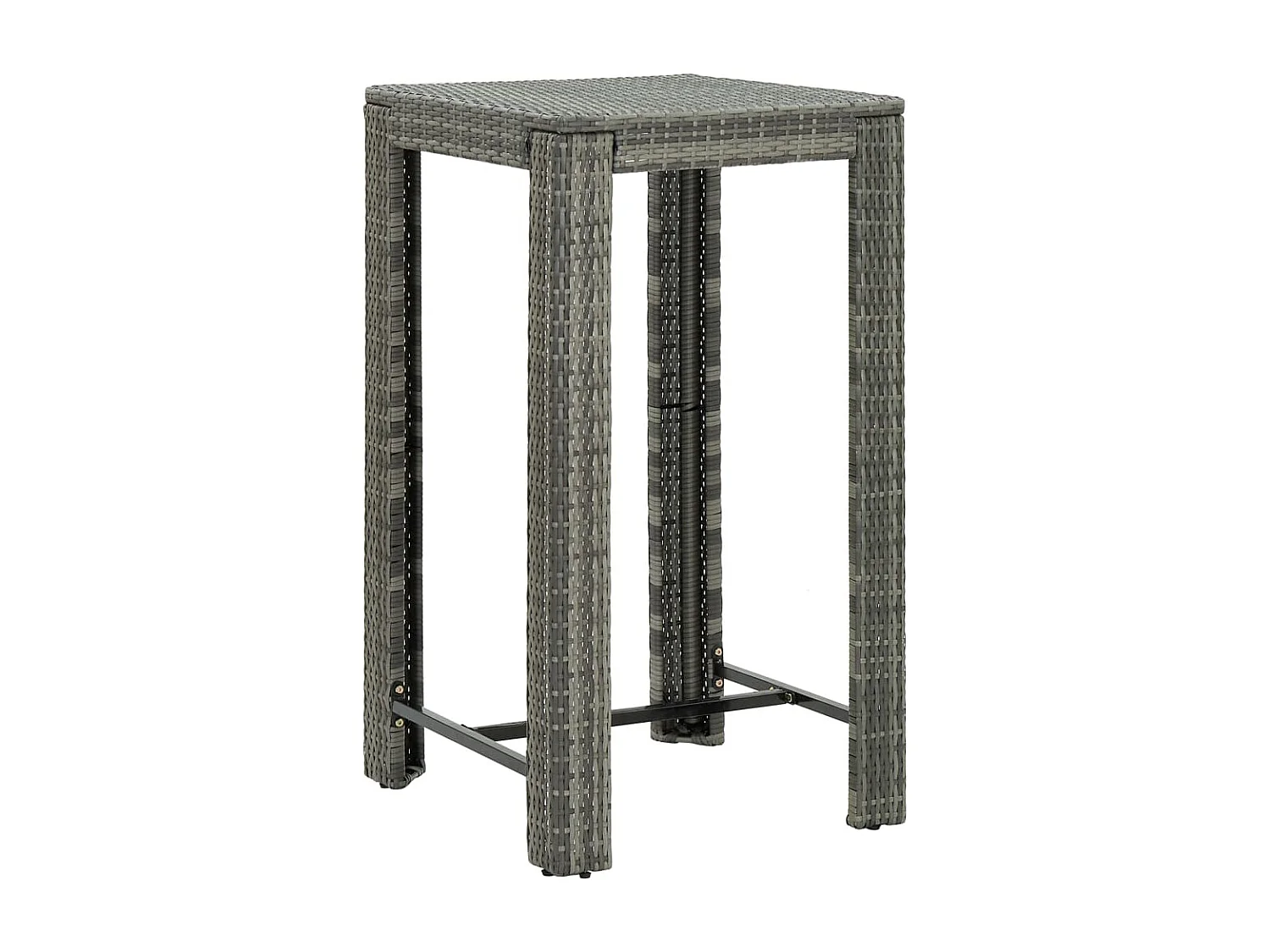 Set muebles bar jardín 3 piezas y cojines ratán sintético gris