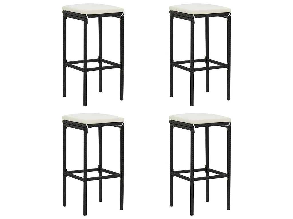 Set Bar da Giardino 5 pz con Cuscini in Polyrattan Nero
