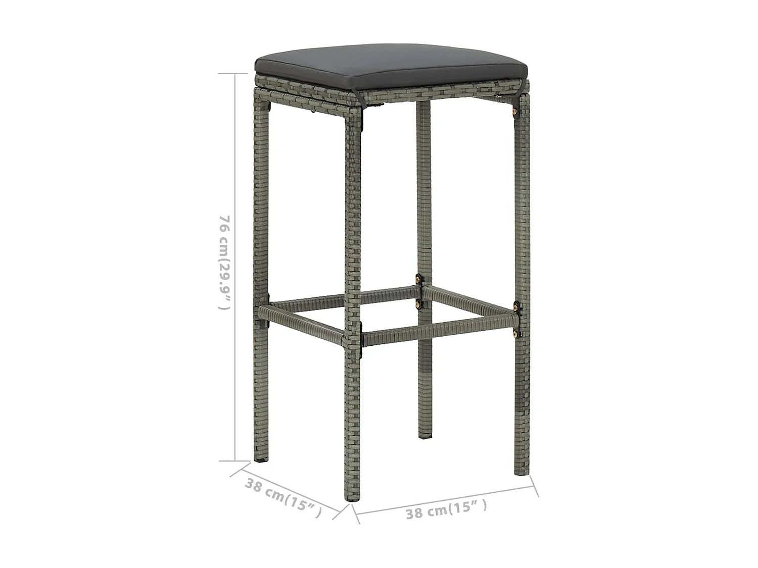 7-delige Tuinbarset met kussens grijs