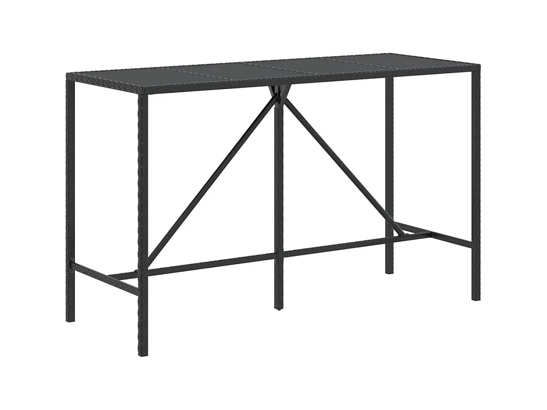 9-tlg. Gartenbar-Set mit Kissen Schwarz Poly Rattan