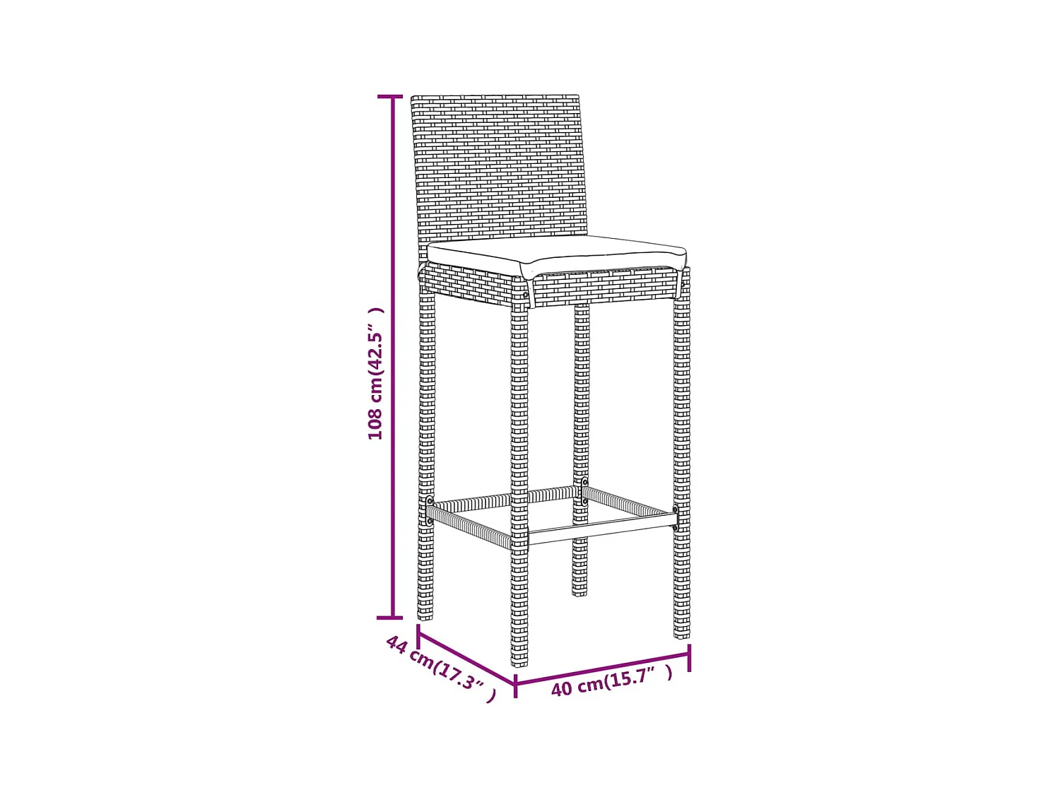 9-tlg. Gartenbar-Set mit Kissen Schwarz Poly Rattan