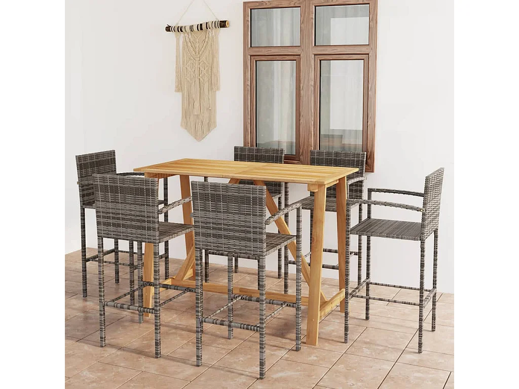 Ensemble de bar de jardin 7 pcs Gris