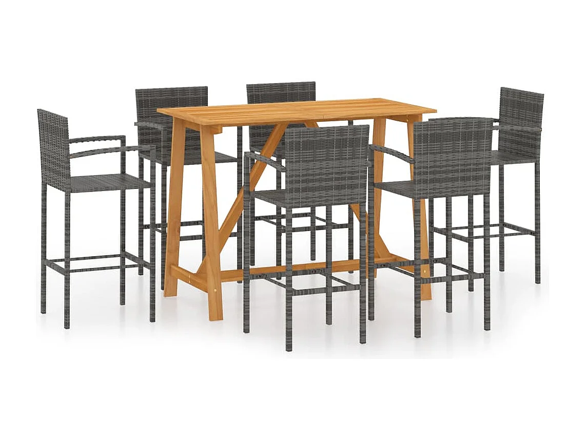 Ensemble de bar de jardin 7 pcs Gris