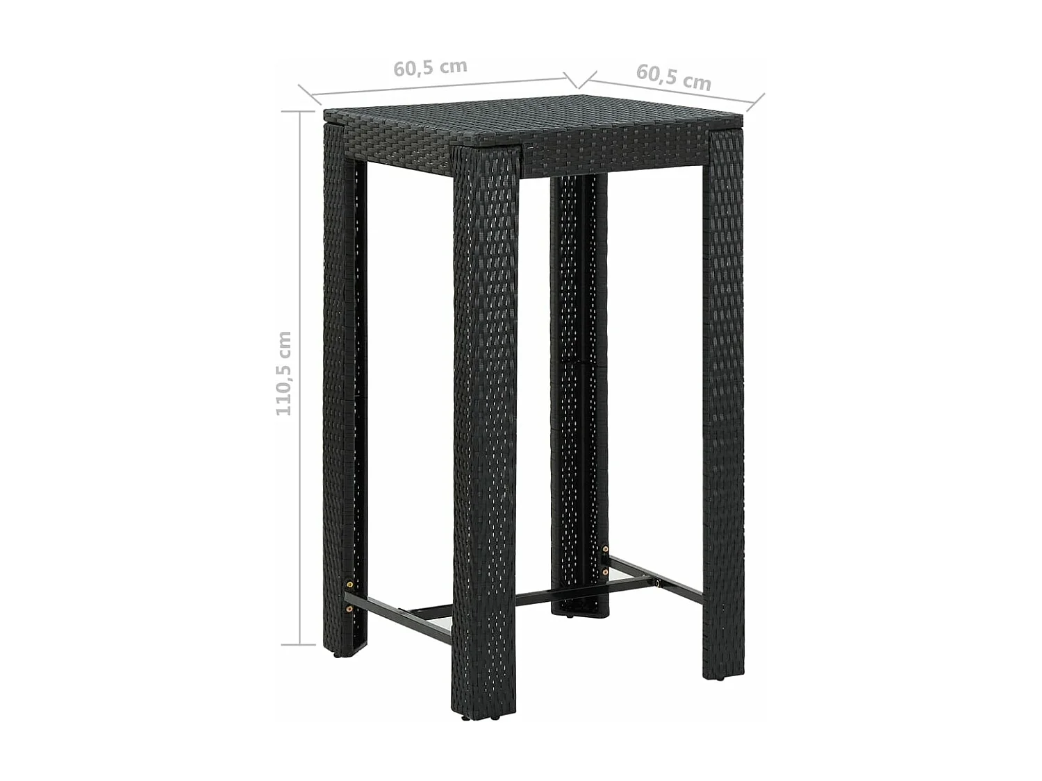 5-delige Tuinbarset met kussens poly rattan zwart