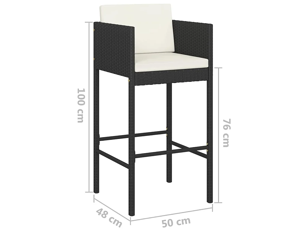Set Bar da Giardino 5 pz con Cuscini Polyrattan Nero