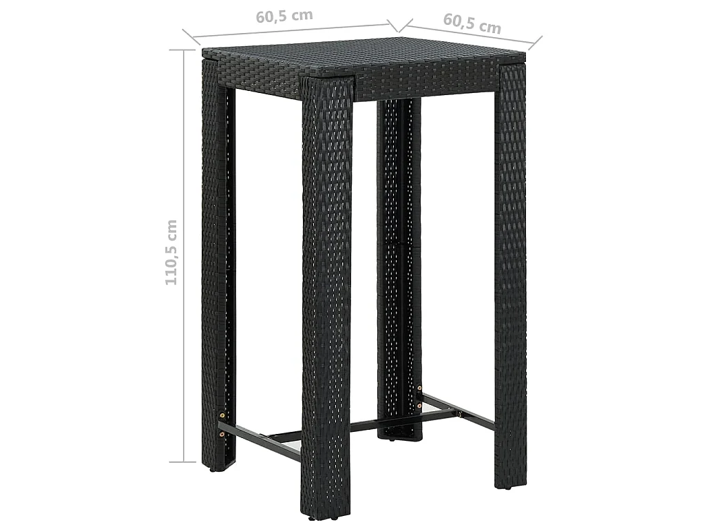 Set Bar da Giardino 5 pz con Cuscini Polyrattan Nero