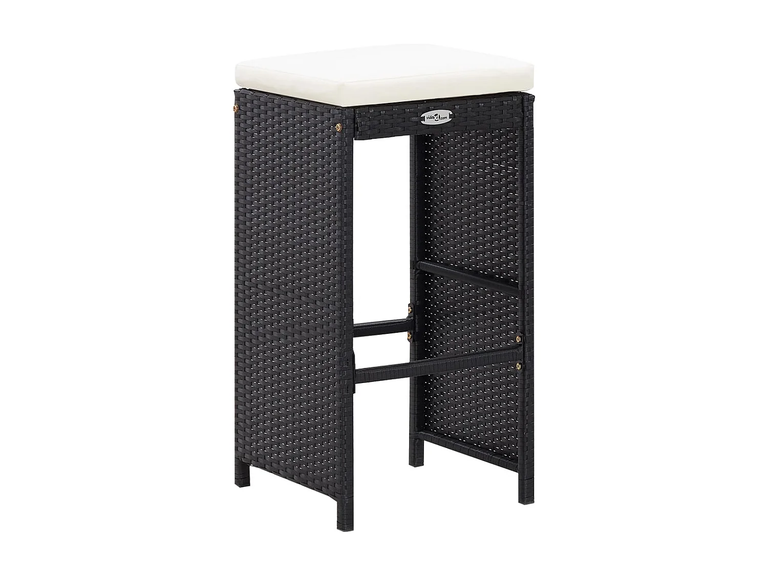 Ensemble de bar de jardin 7 pcs avec coussins poly rotin noir