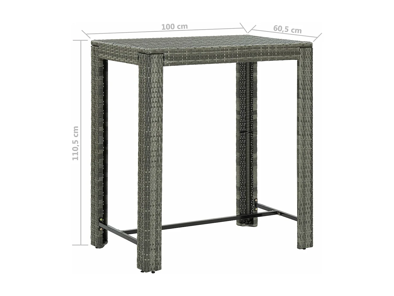 Ensemble de bar de jardin 5 pcs et coussins Résine tressée Gris