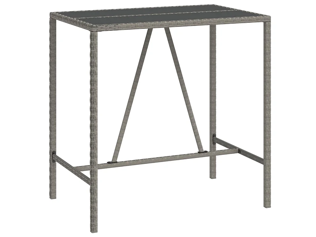 Ensemble de bar jardin 5 pcs gris poly rotin/bois massif acacia