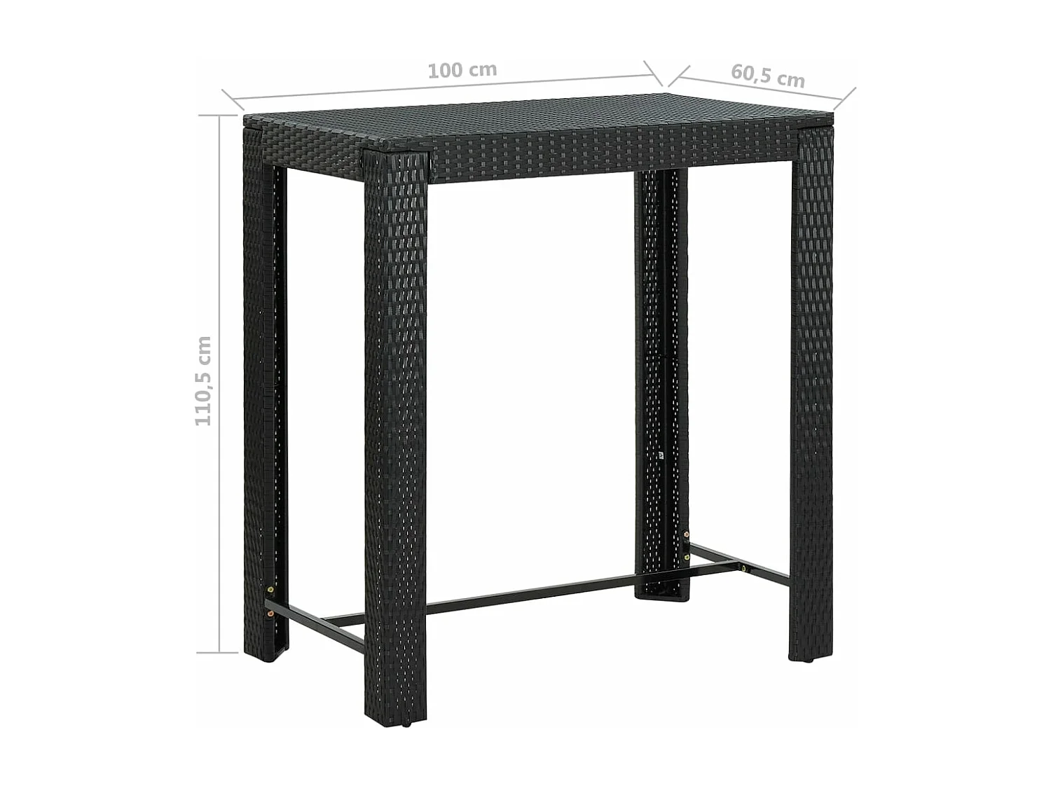 5-tlg. Gartenbar-Set mit Kissen Poly Rattan Schwarz