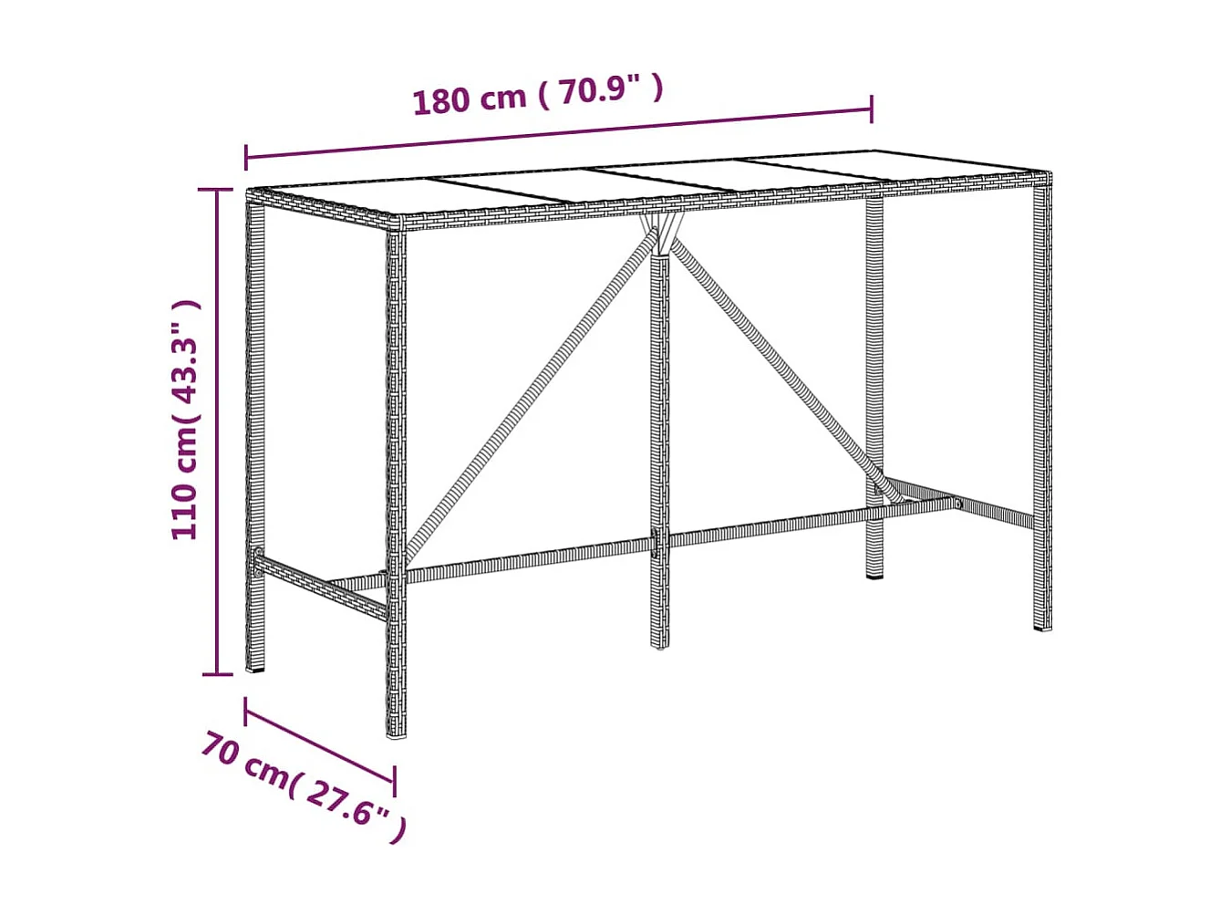 11-tlg. Gartenbar-Set mit Kissen Grau Poly Rattan
