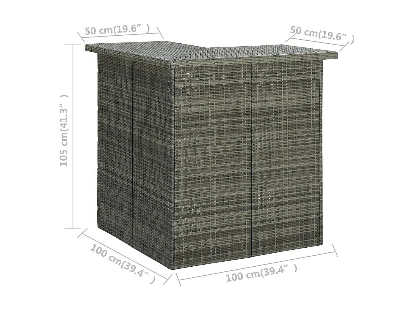 Set Bar da Giardino 16 pz con Cuscini in Polyrattan Grigio