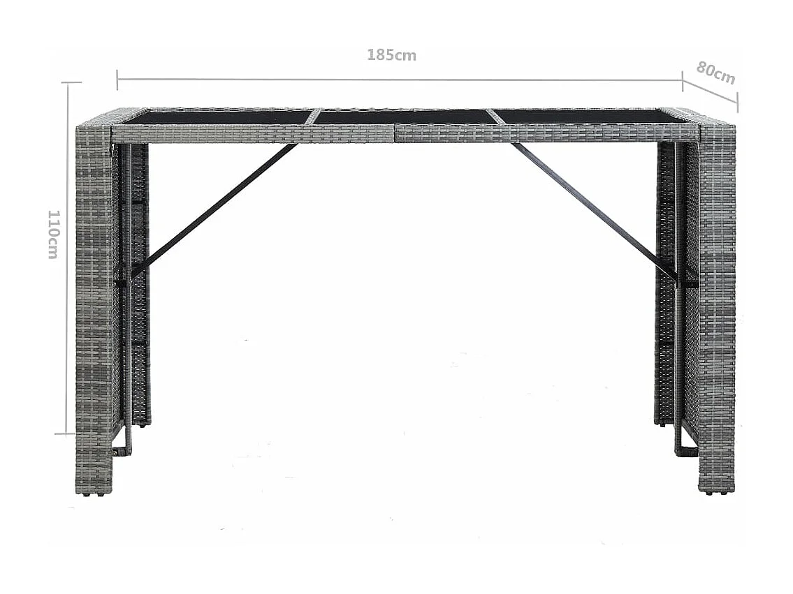 Meuble de bar de jardin 7 pcs et coussins Résine tressée Gris