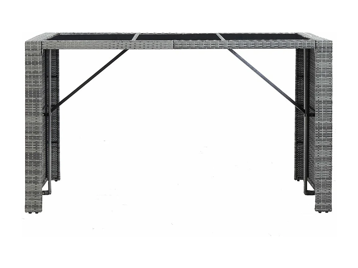 Meuble de bar de jardin 7 pcs et coussins Résine tressée Gris