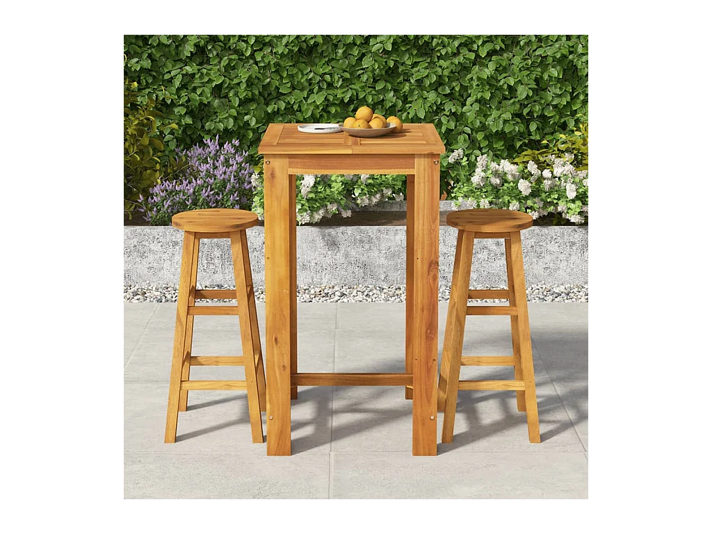 Ensemble de bar de jardin 3 pcs bois d'acacia solide