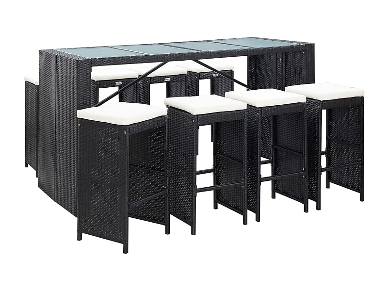 9-delige Tuinbarset poly rattan zwart