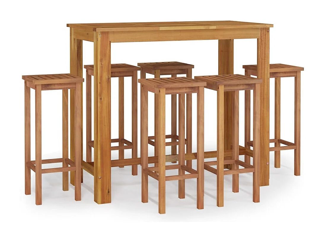 Ensemble de bar de jardin 7 pcs bois d'acacia solide