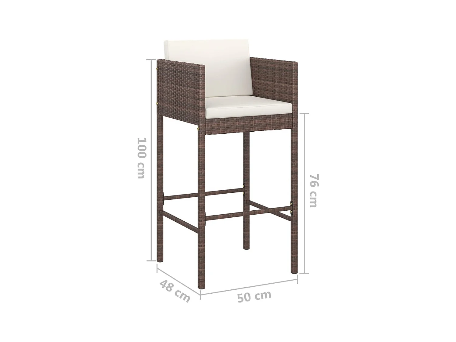 Ensemble bar de jardin 5 pcs et coussins Résine tressée Marron