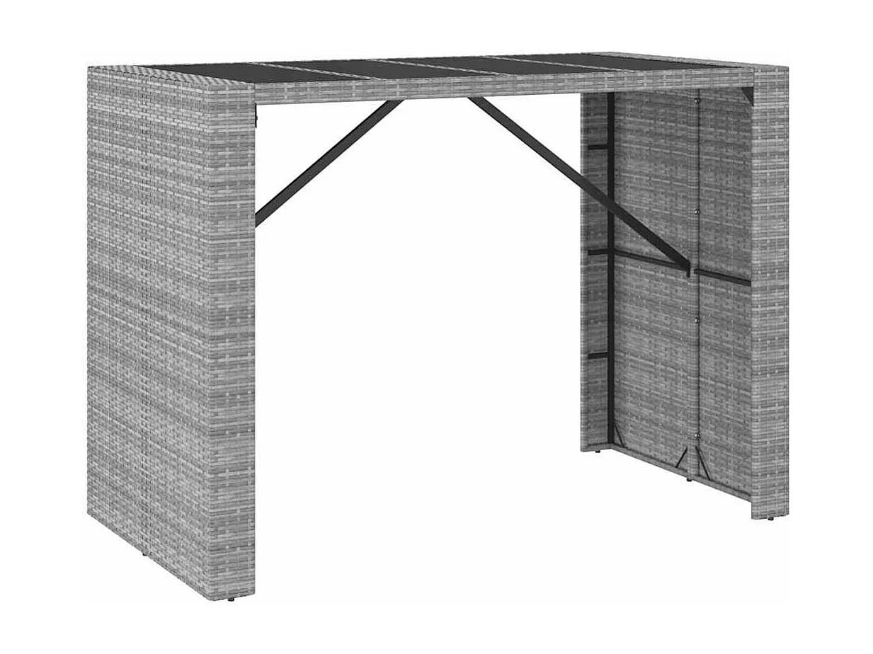 Set Bar da Giardino 7 pz con Cuscini in Polyrattan Grigio