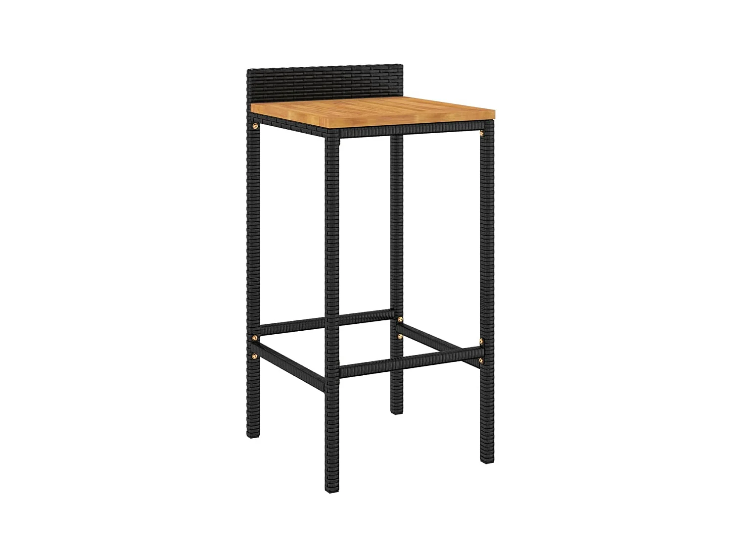 Set Bar Giardino 7 pz Nero Polyrattan e Legno Massello Acacia