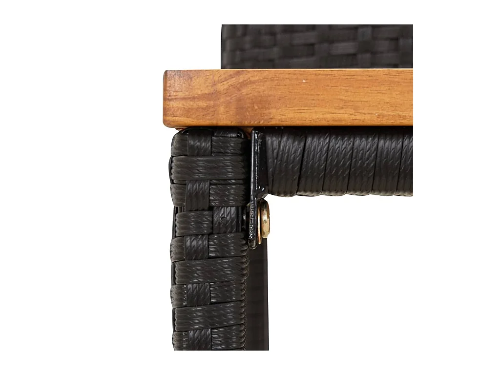 Set Bar Giardino 7 pz Nero Polyrattan e Legno Massello Acacia