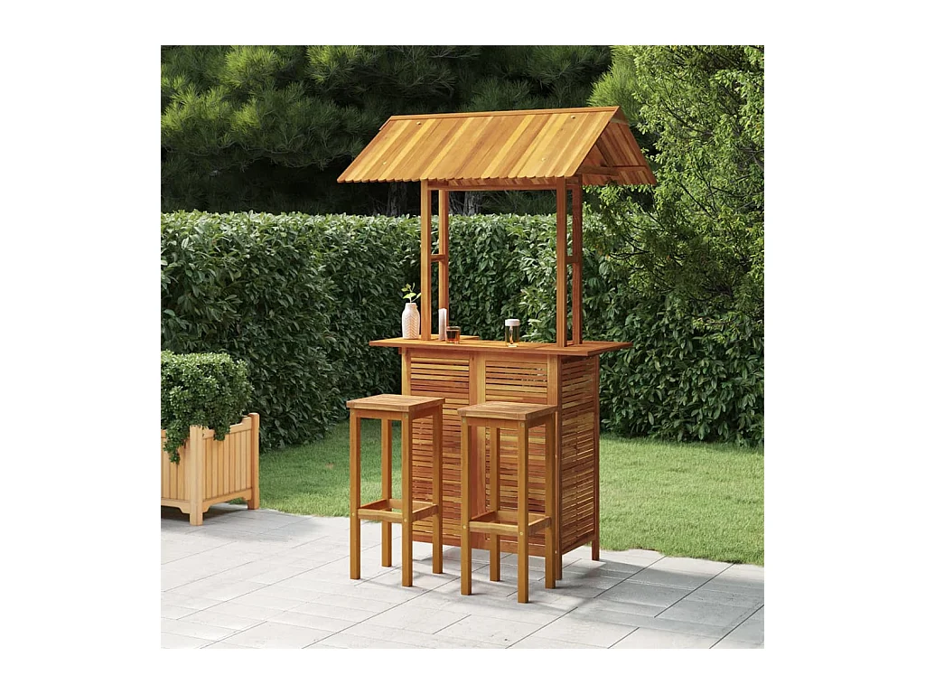 Set da Bar per Giardino 3 pz in Legno Massello di Acacia