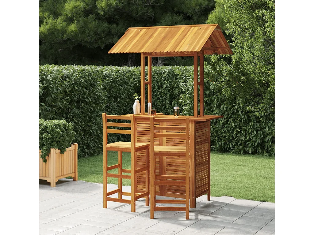 Set da Bar per Giardino 3 pz in Legno Massello di Acacia