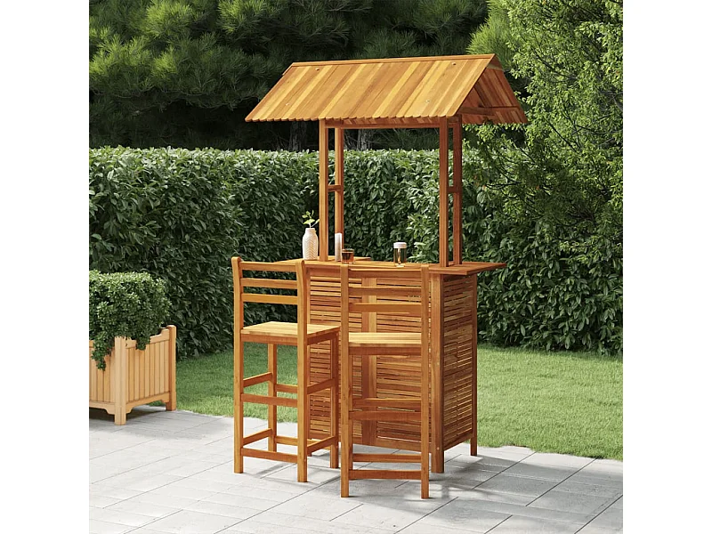 Set da Bar per Giardino 3 pz in Legno Massello di Acacia