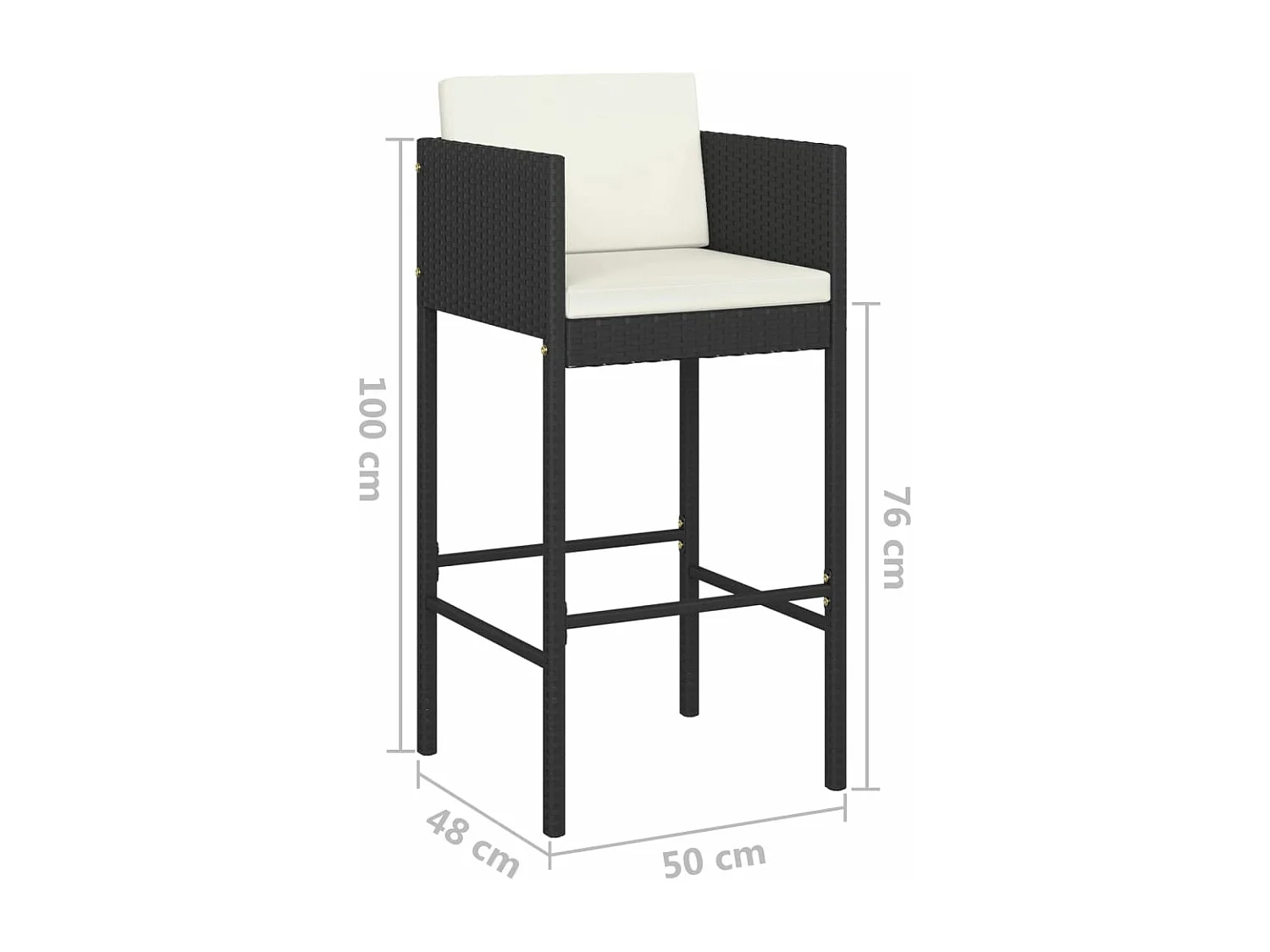 Set Bar da Giardino 5 pz con Cuscini in Polyrattan Nero