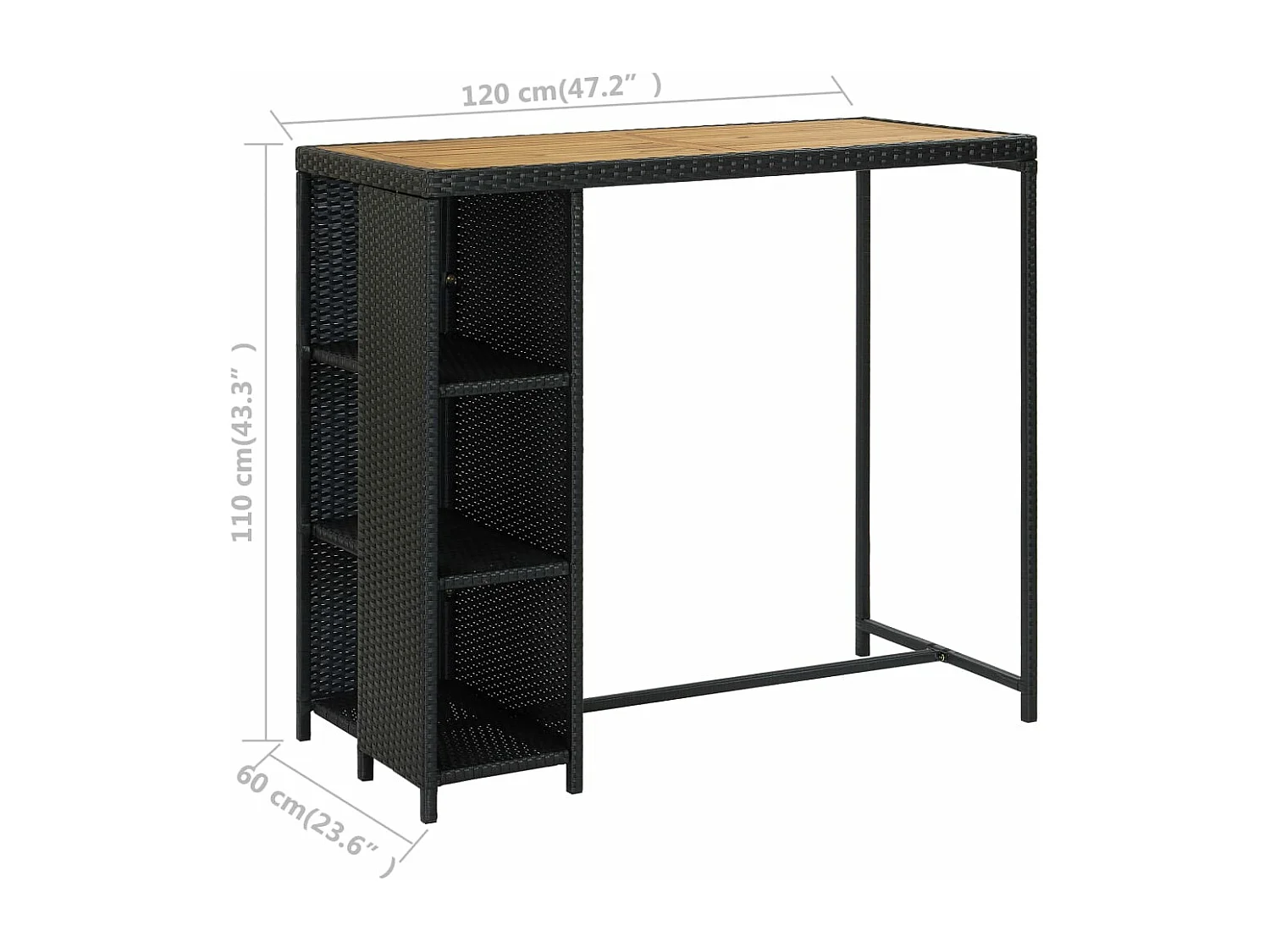 Ensemble de bar de jardin 5 pcs et coussins Résine tressée Noir