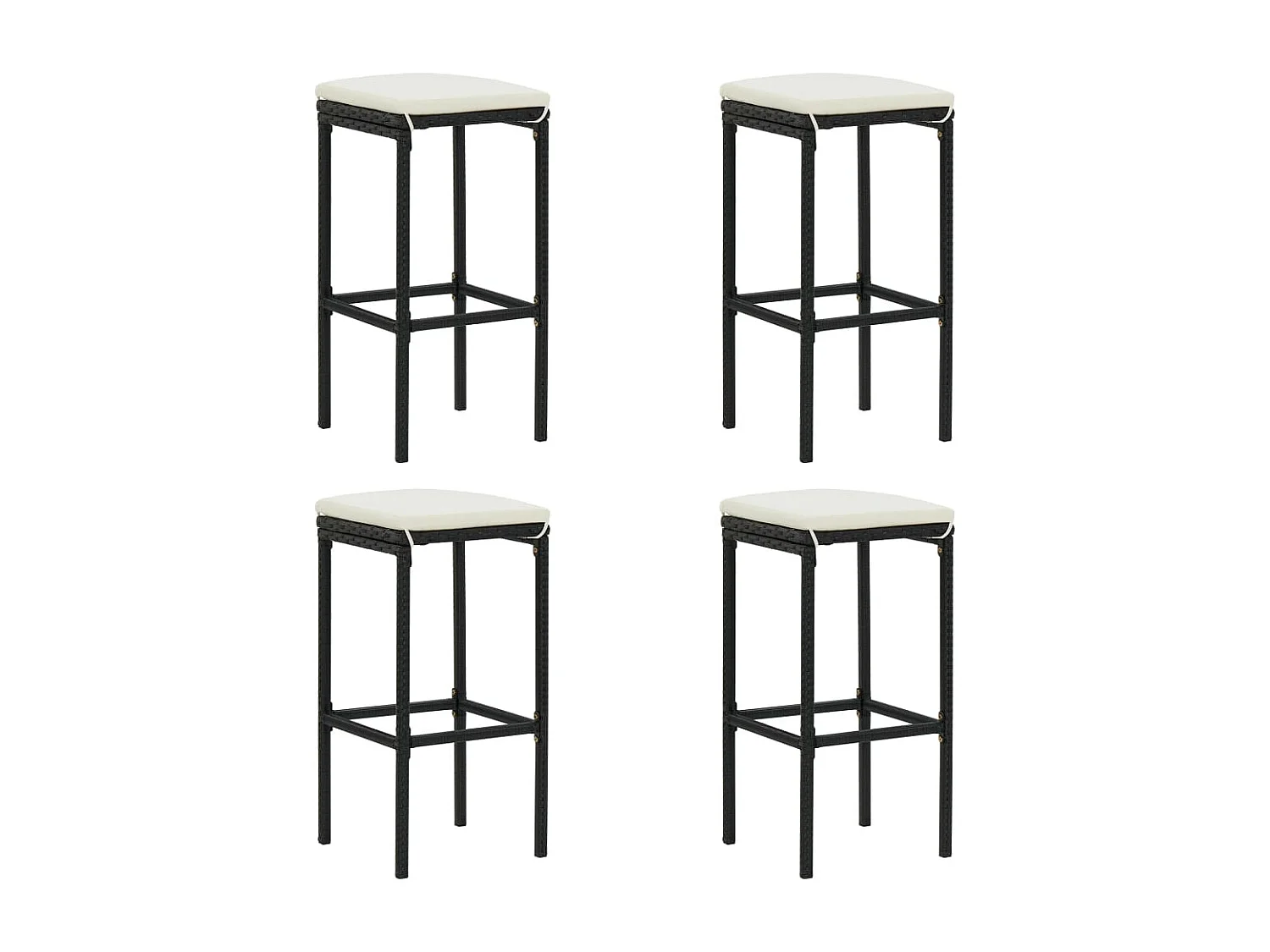 Ensemble de bar de jardin 5 pcs et coussins Résine tressée Noir