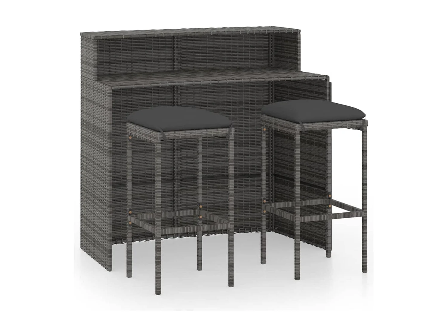 Set Bar da Giardino 3 pz con Cuscini Grigio