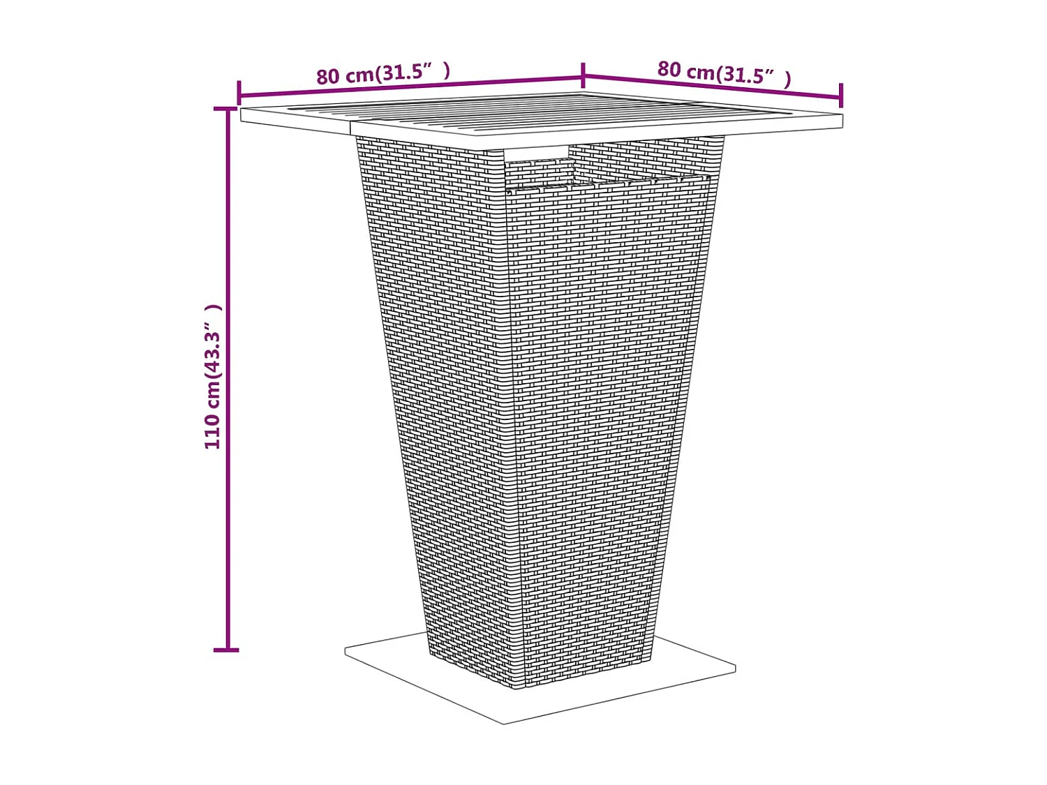 Set Bar Giardino 5 pz Nero Polyrattan e Legno Massello Acacia