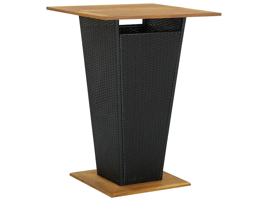 Set Bar Giardino 5 pz Nero Polyrattan e Legno Massello Acacia