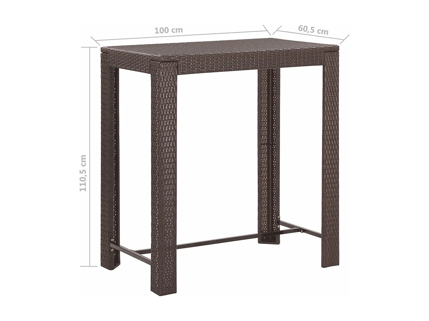 Set da Bar da Giardino 5 pz con Cuscini in Polyrattan Marrone
