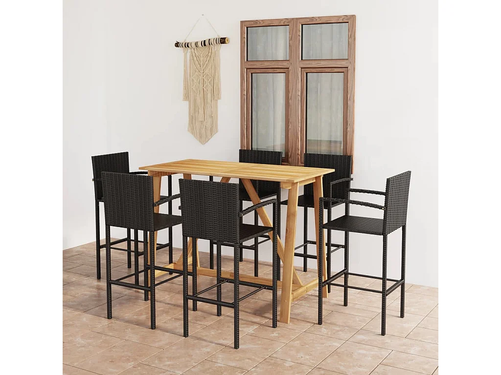 Ensemble de bar de jardin 7 pcs Noir