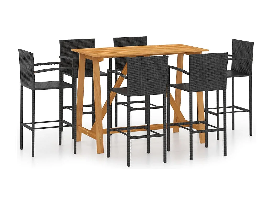 Ensemble de bar de jardin 7 pcs Noir