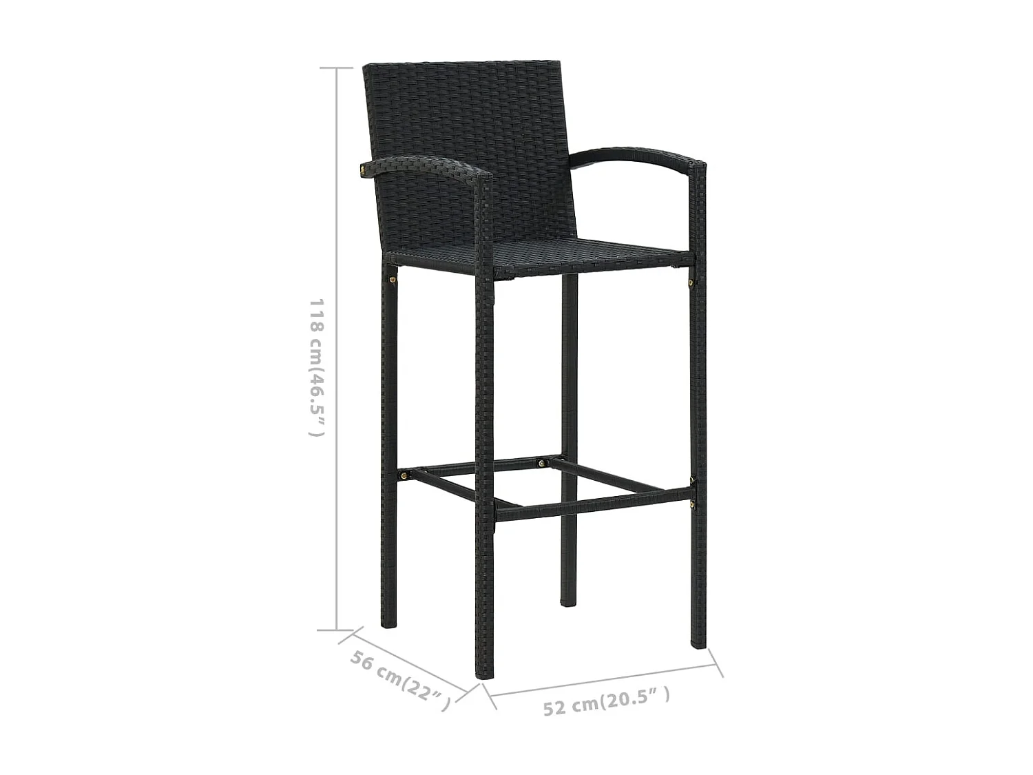 Ensemble de bar de jardin 7 pcs Noir