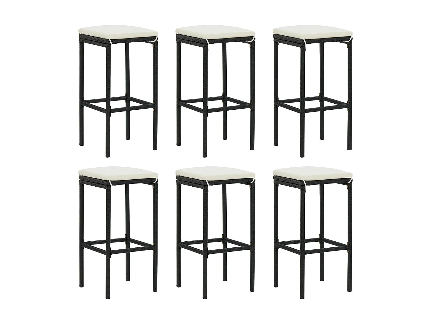 Ensemble de bar de jardin 8 pcs et coussins Résine tressée Noir