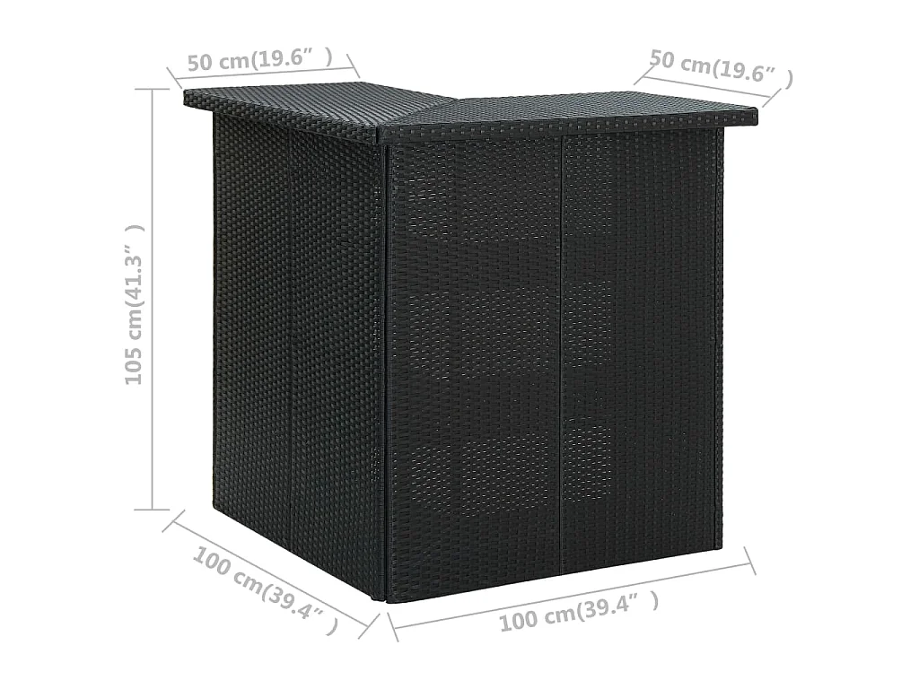 Set Bar da Giardino 8 pz con Cuscini in Polyrattan Nero